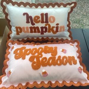 Hello Pumpkin & Spooky Season Decorative Pillows - Halloween 12x20 NWOT